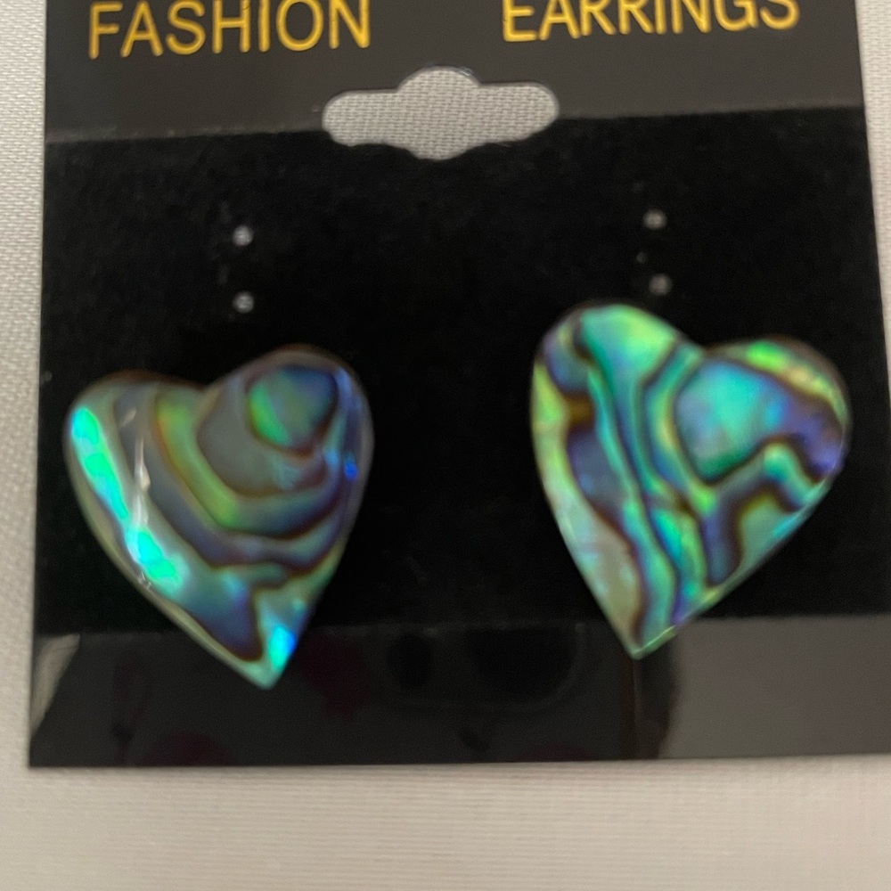 Heart-Shaped Abalone Shell Earrings